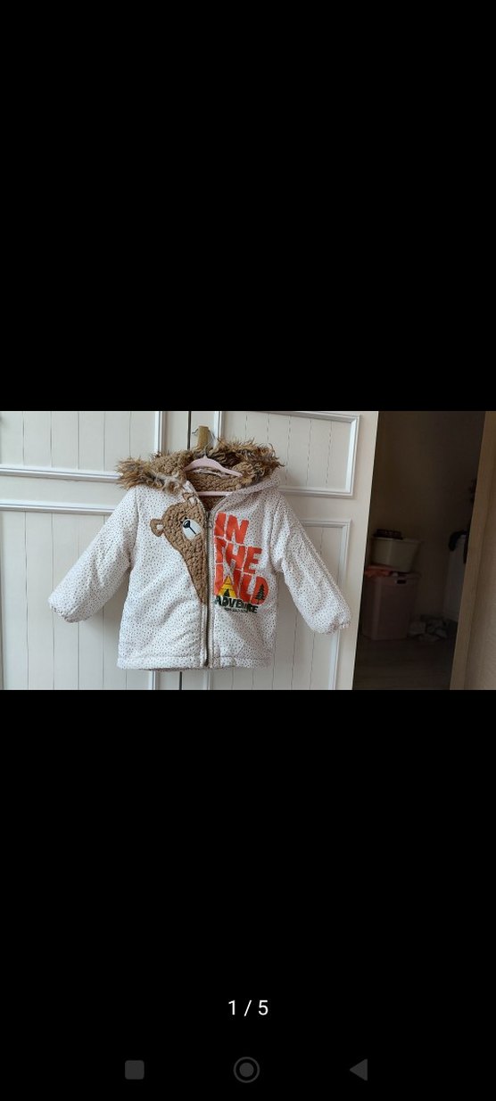 Kapüşonlu Kürklü Baskılı Mont - Görsel 5