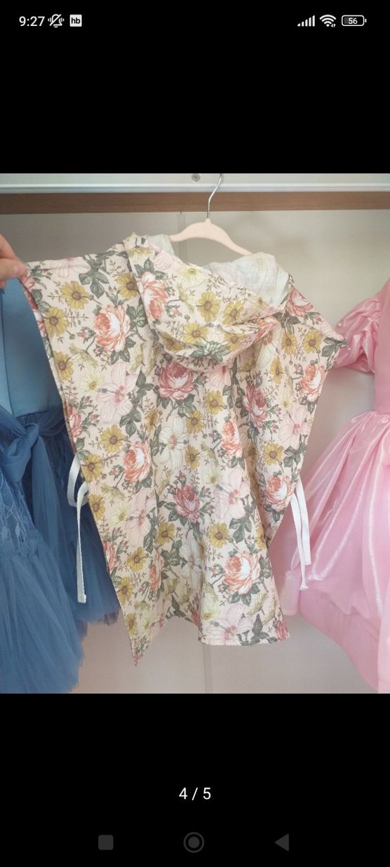 Çiçek Desenli Pembe Bohem Kız Panço - Görsel 3