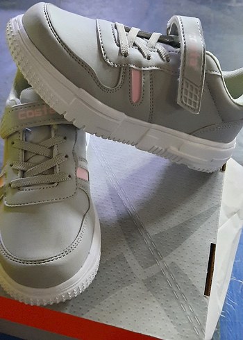 34 Beden gri Renk Gri Kız Spor Ayakkabı Velcro Bantlı