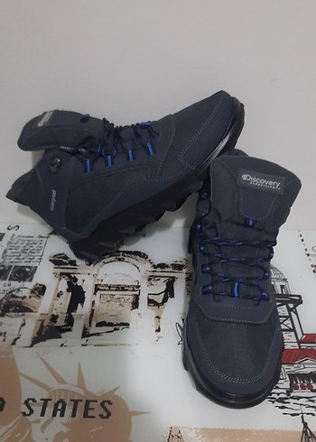 Mavi Gri Erkek Outdoor Botları Velcro - Görsel 7