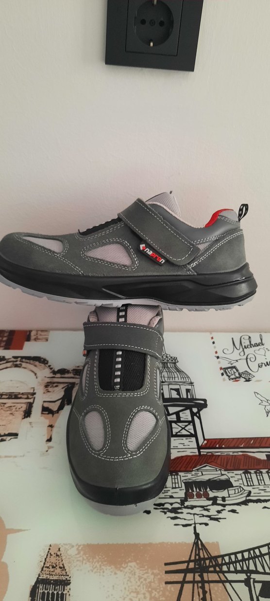 Gri Erkek Spor Sandalet Velcro Bantlı iş ayk - Görsel 4