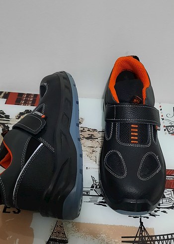 Siyah Turuncu Erkek Spor Ayakkabı Velcro - Görsel 6