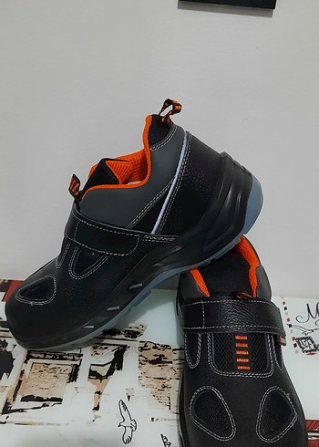 Siyah Turuncu Erkek Spor Ayakkabı Velcro - Görsel 2