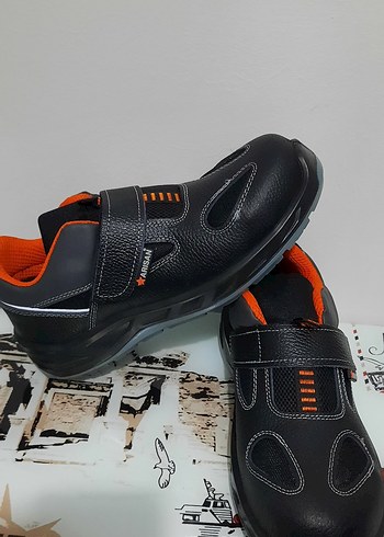 Siyah Turuncu Erkek Spor Ayakkabı Velcro - Görsel 3