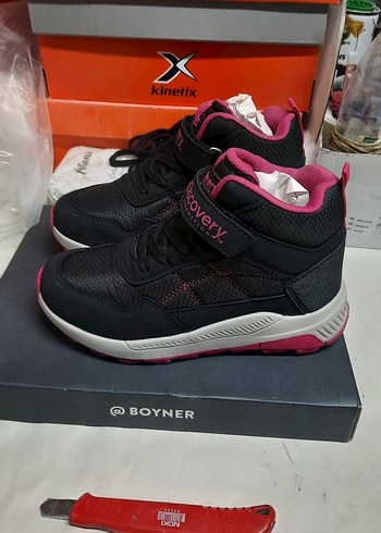 Kız Çocuk Pembe Siyah Spor Ayakkabı Velcro - Görsel 6