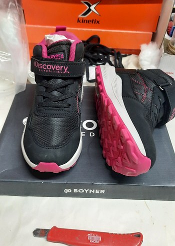 Kız Çocuk Pembe Siyah Spor Ayakkabı Velcro - Görsel 5