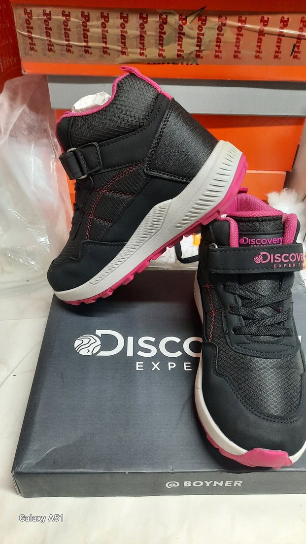 Kız Çocuk Pembe Siyah Spor Ayakkabı Velcro - Görsel 4