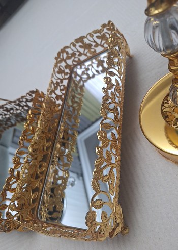 İşlemeli Altın Renkli Parlak Servis Seti - Görsel 5