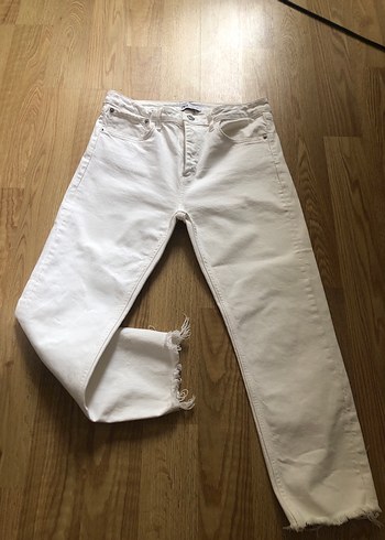 Zara Beyaz Kadın Denim Pantolon