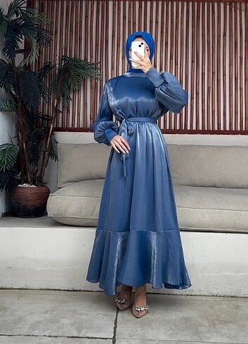 44 Beden indigo elbise
