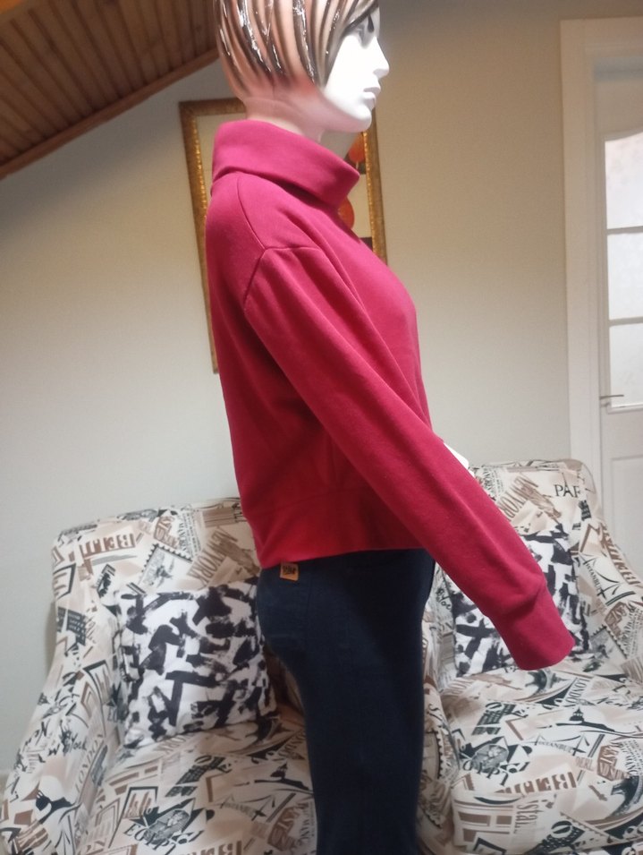 Koyu Kırmızı Yüksek Yaka Kadın Sweatshirt - Görsel 4