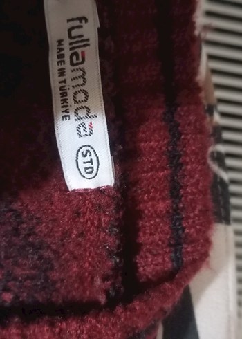 bordo leopar desenli süveter - Görsel 5