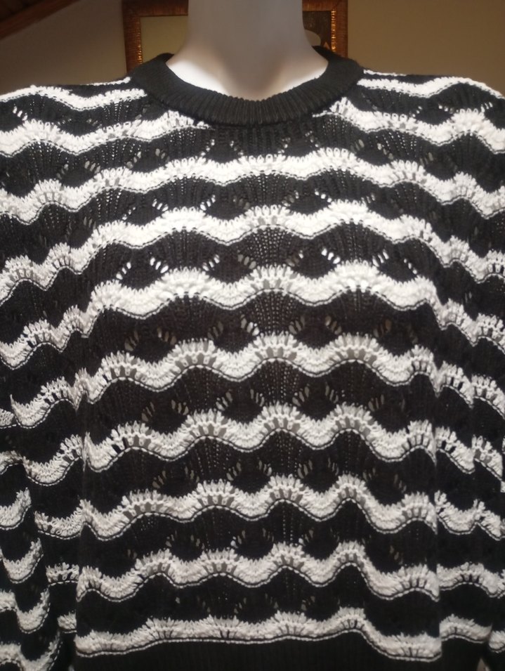 Kadın Siyah Beyaz Zebra Desenli Oversize Kazak - Görsel 3