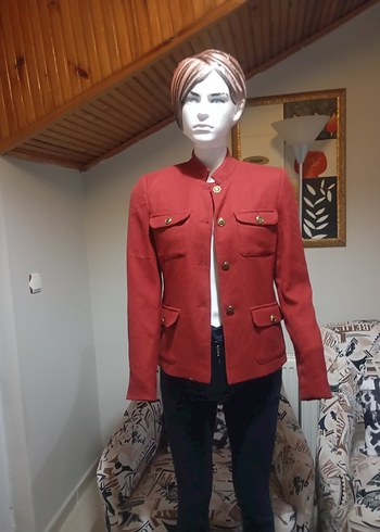 Kırmızı Düğmeli Klasik Kadın Ceket - Görsel 2