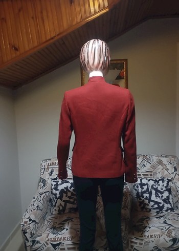 Kırmızı Düğmeli Klasik Kadın Ceket - Görsel 5