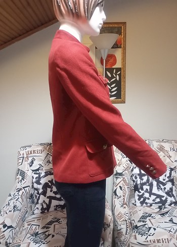 Kırmızı Düğmeli Klasik Kadın Ceket - Görsel 4