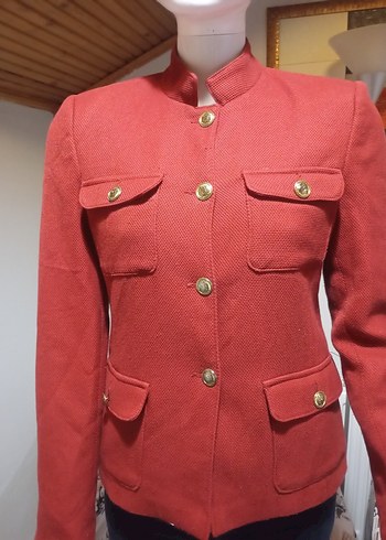 Kırmızı Düğmeli Klasik Kadın Ceket - Görsel 3