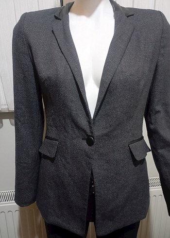 Gri Kadın Düğmeli Midi Blazer Ceket - Görsel 3