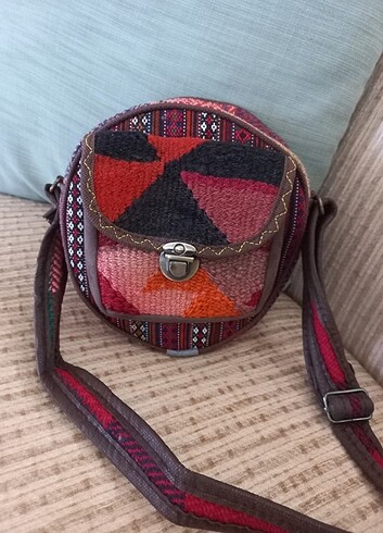 gerçek kilim dokuma askılı çanta