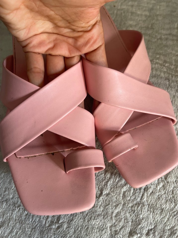 Pudra Pembe Kadın Topuklu Terlik - Görsel 5