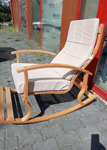 Ahşap Sallanan Sandalye Beyaz Minderli sifir urundur