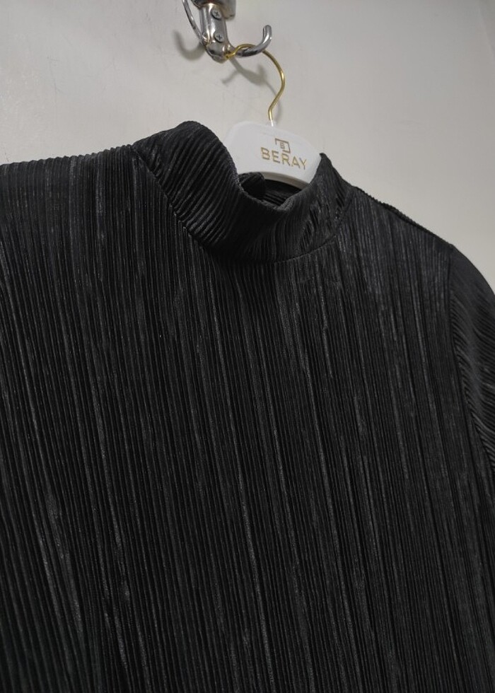 Siyah Kırınkıl kumaş Tunik İçlik  - Görsel 3