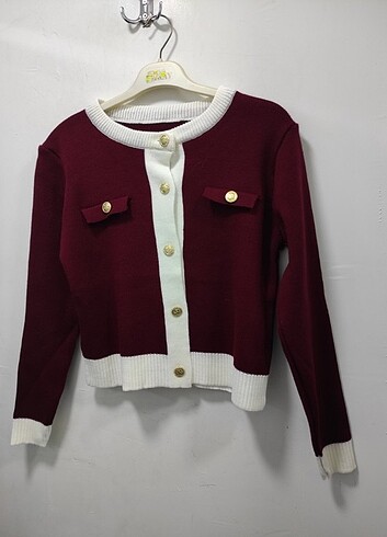 Bisiklet Yaka Düğme Detaylı Triko Hırka  - Görsel 2