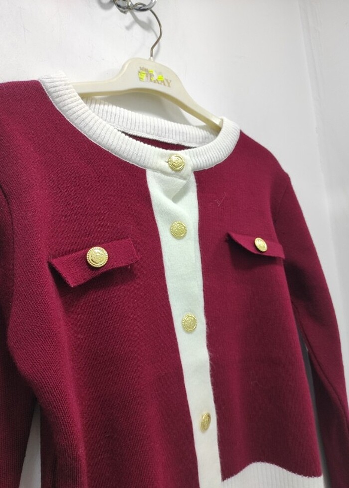 Bisiklet Yaka Düğme Detaylı Triko Hırka  - Görsel 3