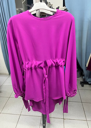Mor Uzun Kollu Salaş Kadın Bluz - Görsel 2