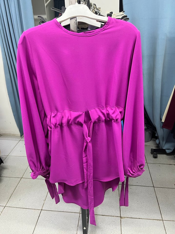 Mor Uzun Kollu Salaş Kadın Bluz - Görsel 2