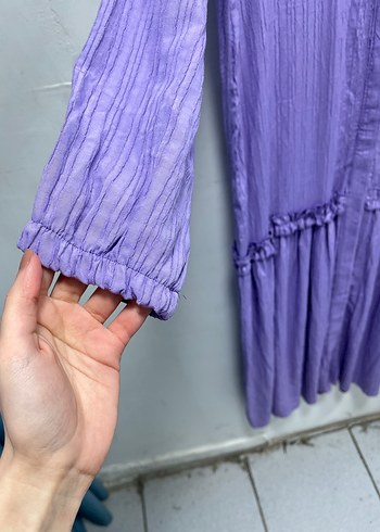 Mor Piliseli Uzun  Elbise - Görsel 4