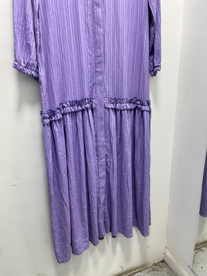 Mor Piliseli Uzun  Elbise - Görsel 5