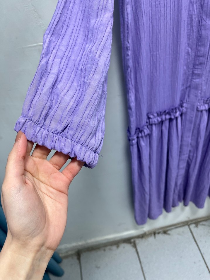 Mor Piliseli Uzun  Elbise - Görsel 4