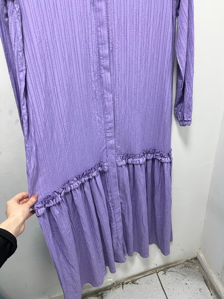 Mor Piliseli Uzun  Elbise - Görsel 3