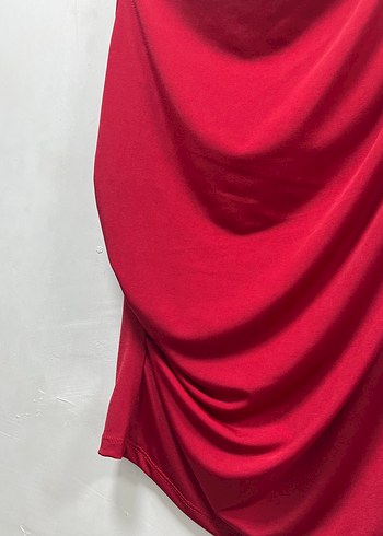 Önü büzgülü Kolsuz Kırmızı Bluz - Görsel 3