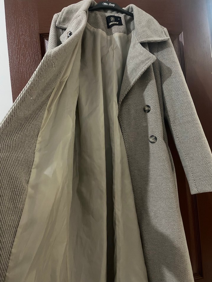 Bej Kruvaze Uzun Kaban - Görsel 3