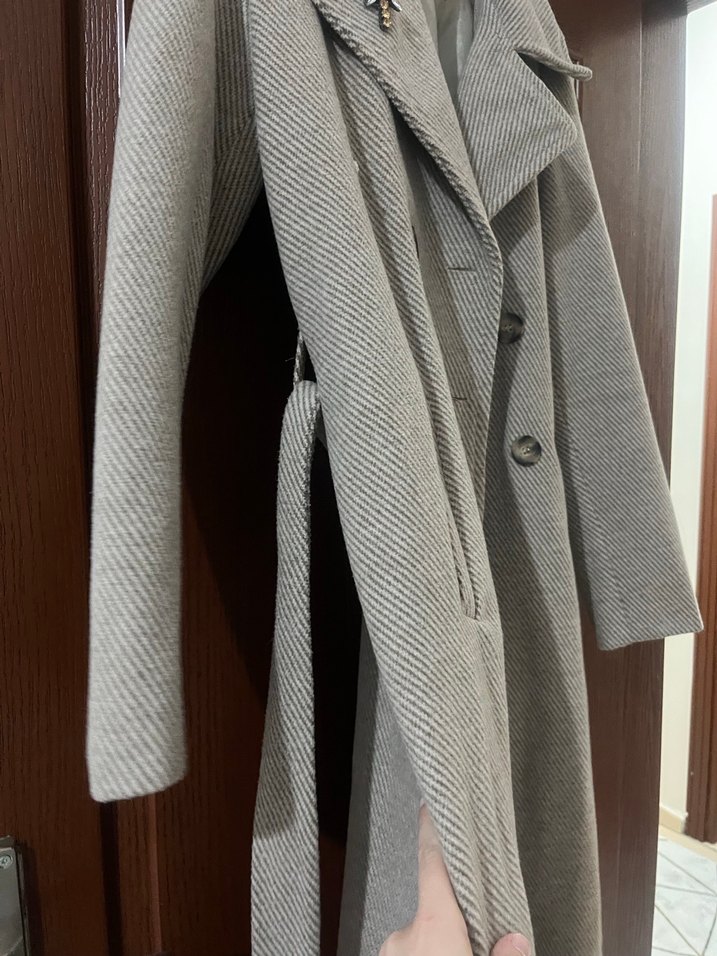 Bej Kruvaze Uzun Kaban - Görsel 4