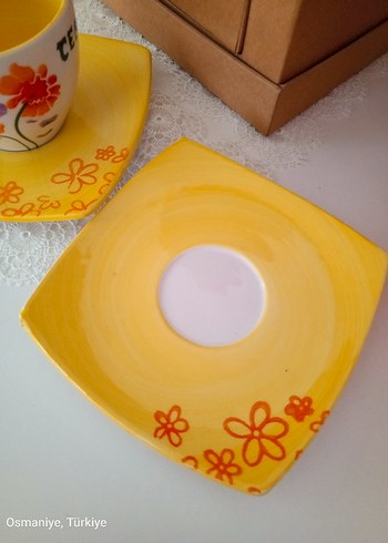 Sarı Çiçek Desenli İkili Kupa Bardağı - Görsel 5