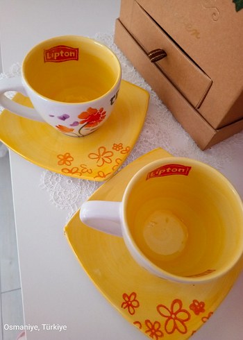 Sarı Çiçek Desenli İkili Kupa Bardağı - Görsel 3