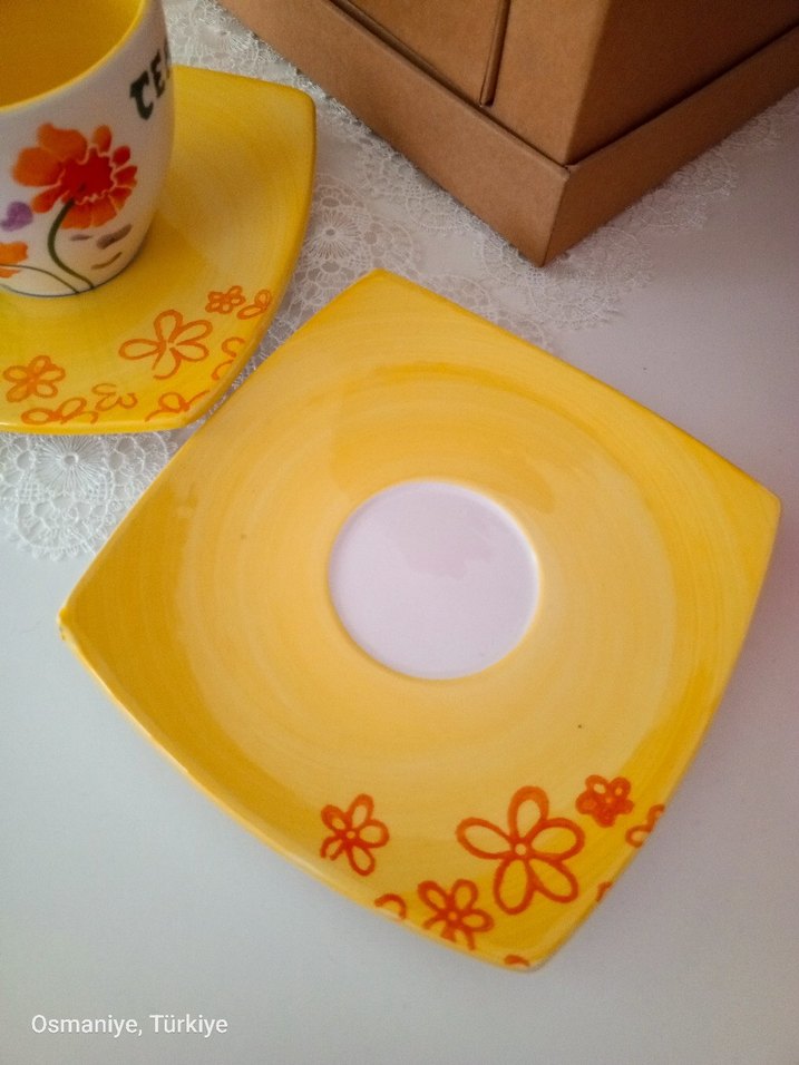 Sarı Çiçek Desenli İkili Kupa Bardağı - Görsel 5