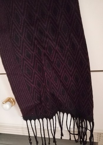 Bordo Örgü Bohem Erkek Atkı - Görsel 3