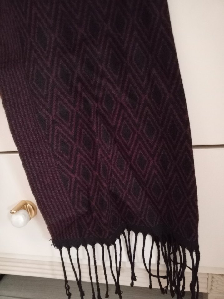 Bordo Örgü Bohem Erkek Atkı - Görsel 3