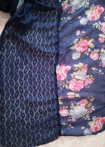 Lace Detaylı Koyu Mavi Bohem Kadın Fular - Görsel 5