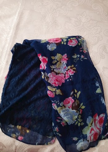 Lace Detaylı Koyu Mavi Bohem Kadın Fular - Görsel 4