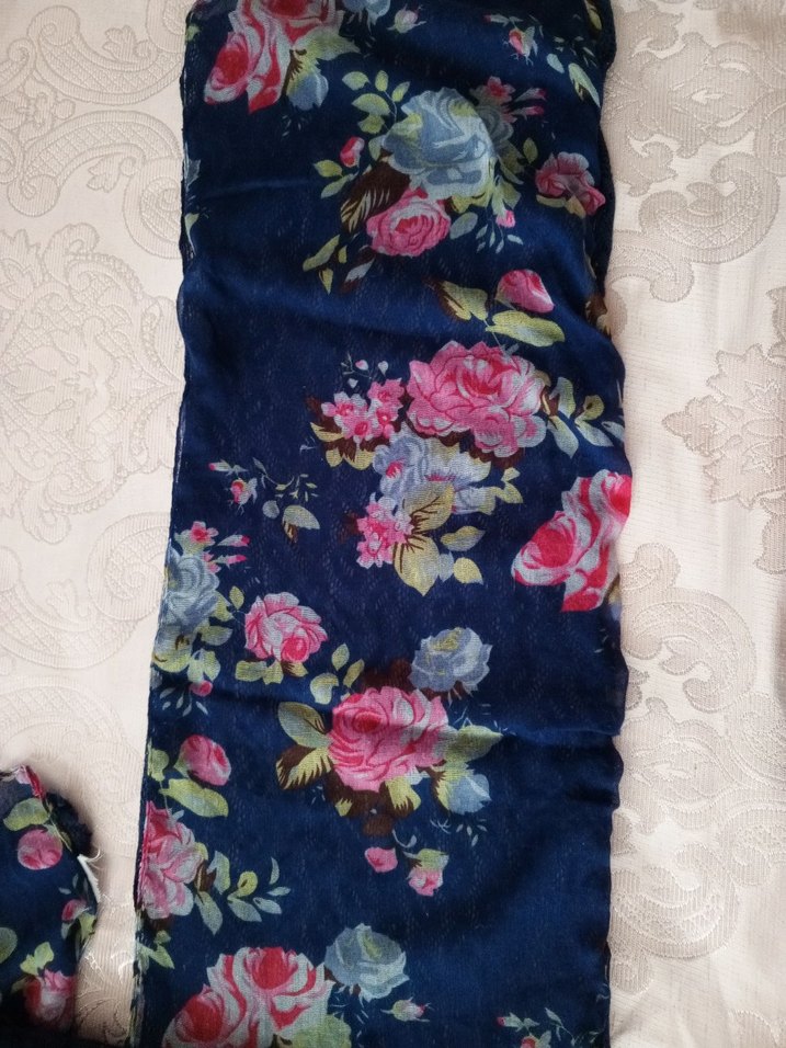 Lace Detaylı Koyu Mavi Bohem Kadın Fular - Görsel 3