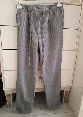 Gri Kadın Kemerli Midi Kumaş Pantolon - Görsel 3