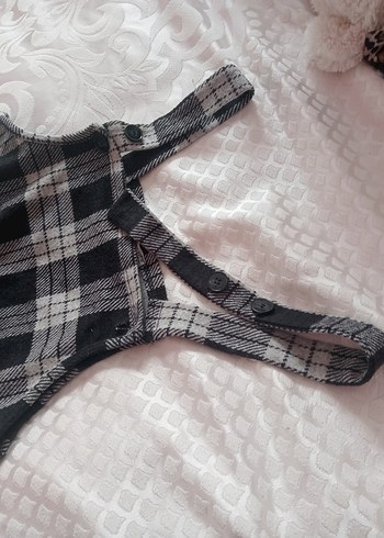 Gri Ekose Askılı salopet - Görsel 5