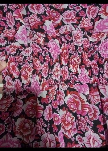 Çiçek Desenli balon kol Kadın Elbise - Görsel 7