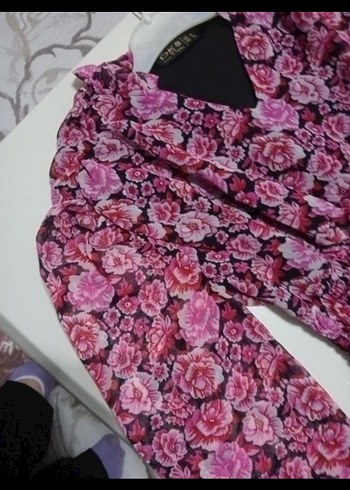 Çiçek Desenli balon kol Kadın Elbise - Görsel 5