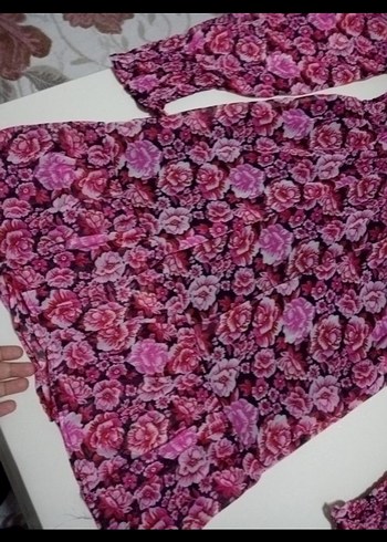 Çiçek Desenli balon kol Kadın Elbise - Görsel 4